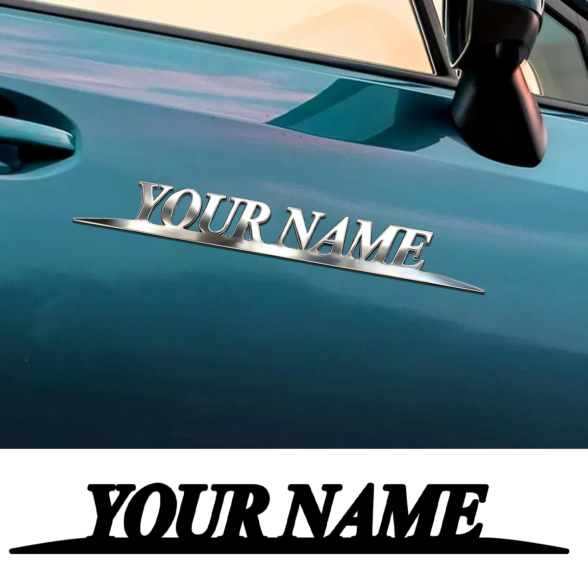 Metal Trendy YOUR NAME Sticker - Car Accessories Rear 评论和价格